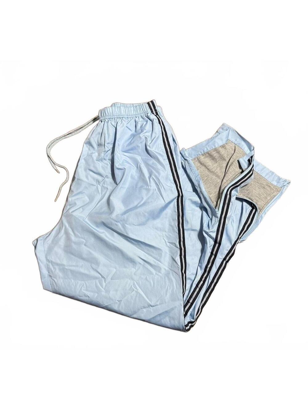 Vintage Fuda Sport Women's Baby Blue Zip Legs Track Pants Lined Size M Y2K